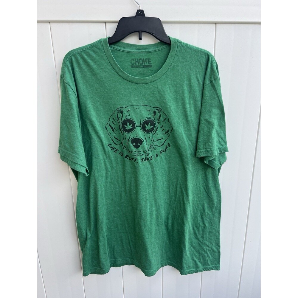 CHOKE Men’s LIFE IS RUFF TAKE A PUFF DOG Funny T-SHIRT Sz 2XL